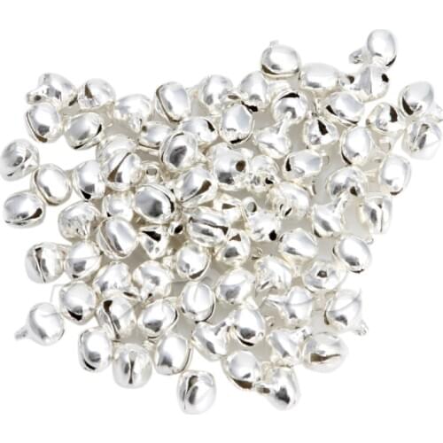 100Pcs Small Bell Craft Jewelry Wedding Charms 6mm Bead Findings Silver Drop Ship