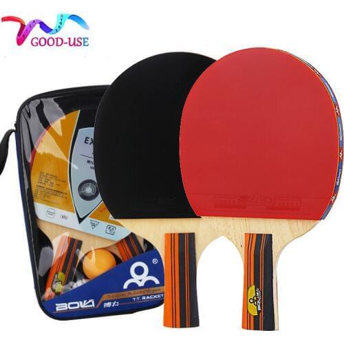 2pcs/lot Sports Table Tennis Rackets Horizontal Grip Table Tennis Bat Long Short Handle Ping Pong Paddle Racket Set With 3 Balls
