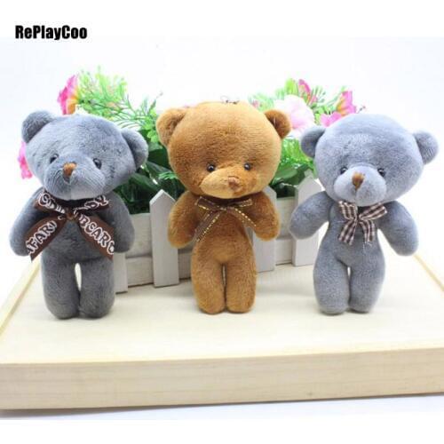 20pcs/lot Kawaii Small Teddy Bears With Bow Stuffed Plush 12CM Toy Teddy-Bear Mini Bear Ted Bears Plush Toys Wedding Gifts 0801