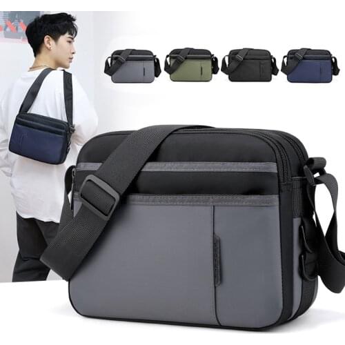 2021 Men Waterproof Nylon Shoulder Bag Mini Casual Business Messenger Bag Outdoor Multi-pocket Travel Bag XA408M