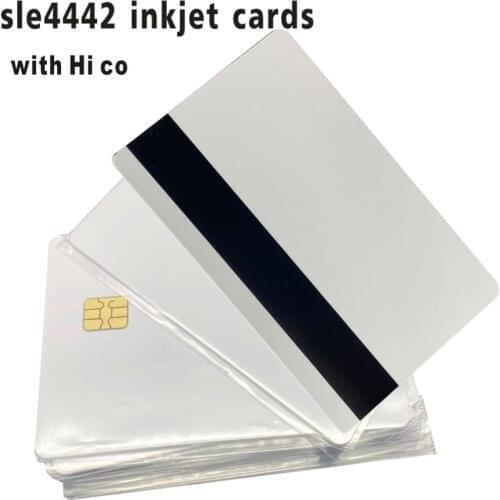 50pcs Hi Co Magnetic strip Card with SLE4442 Inkjet Composite Card for epson Canon inkjet Printer contact smart card