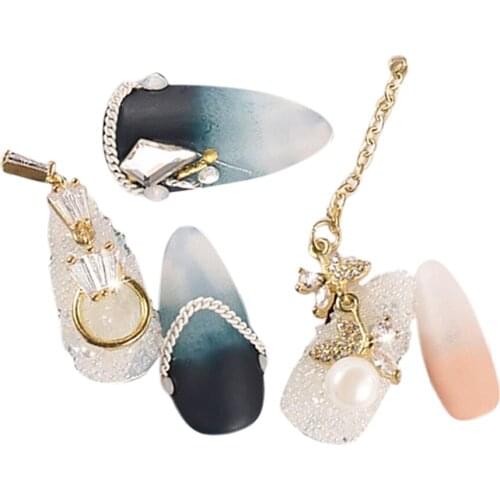 5x Decorative Gem Studs Alloy Chain Nail Glitters Diamonds Charms Pendants