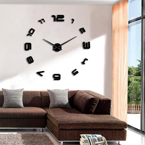 Arabic Large Number DIY Wall Clock Modern Design Watch Living Room Acrylic Europe Needles 3D Stickers Mirror Wall Clocks