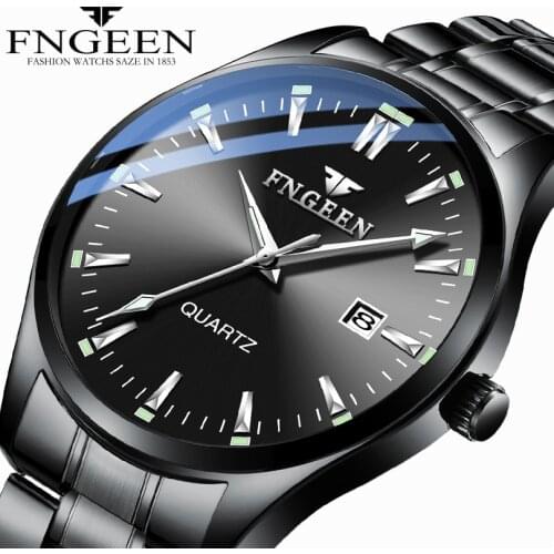 Mens Watch For Luminous Luxury Stainless Steel Auto Date Business Quartz Waterproof Wristwatch Watches For Man Reloj Hombre