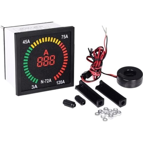 120A 72mm Panel LED Display Digital Ammeter 68mm Hole Size Ampere Meter Current Indicator Tester with Current Transformer