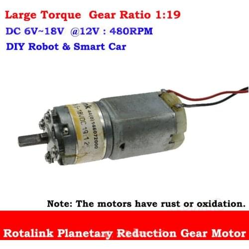 DC 6V~18V 12V 480RPM Rotalin Micro 24mm 280 Metal Gear Motor Planetary Gearbox 4mm D-shape Shaft DIY Robot Car Ratio 1:19