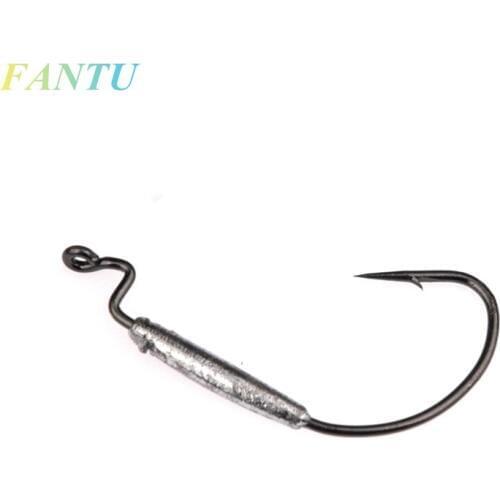 FANTU High Strength Sea Fishing Crank Hook With Lead Fishing Accessories Lead Jig Head 10PCS/lot