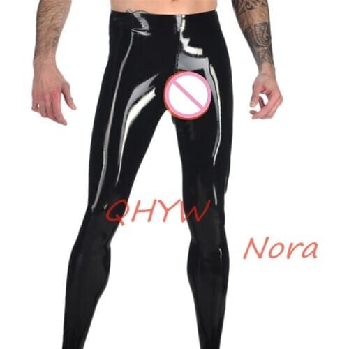 Latex Rubber Fetish Men Pants with Front JJ Condom Red Anal Condom Handmade Rubber Sexy Boys Trousers Hot Sell Custom Made