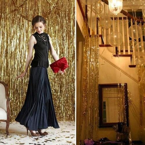 Gold Pink Rainbow Sequin Backdrop Foil Fringe Tinsel Birthday Party Rain For Decoration Background Girl Adults Anniversary