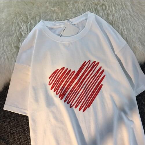 Printing T-shirt Summer Short-Sleeved Round O-Neck Mens Fashion Loose Cotton All-match Style INS Lovers Student BF