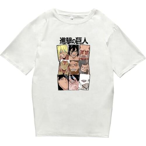 Casual Cool Manga Top Tee Hot Anime Attack On Titan Eren Jäger Nine Titan Printed T-Shirt Unisex Short Sleeve O-Neck Streetwear