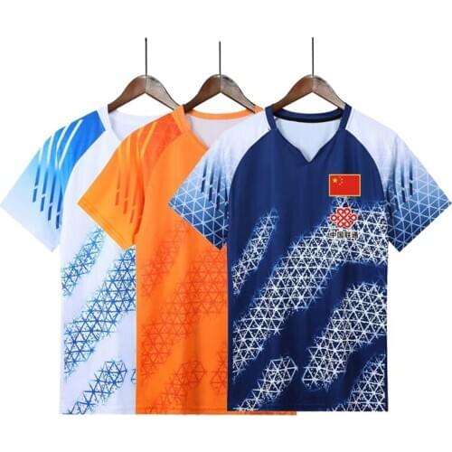 2020 Badminton Shirts Sports T shirts Men/Women ,Quick Dry Table Tennis Shirts Running Shirt Tennis Shirts with CHINA Flag
