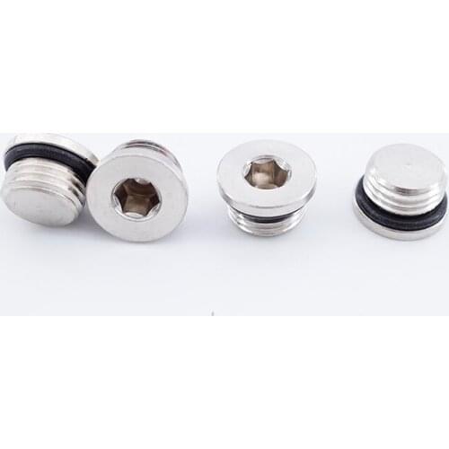 G thread With O-ring M5 1/8 1/4 3/8 1/2 inch Plug Inner Hexagon Copper Plating Nickel Connector For Solenoid Valve Fitting
