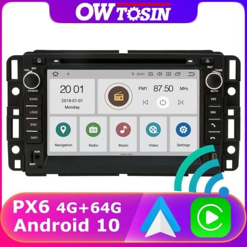 GPS Carplay Android 10.0 PX6 4+64G Car DVD Media For GMC Acadia Denali Savana Sierra Yukon Buick Enclave 2008-2012 TDA7850 Radio