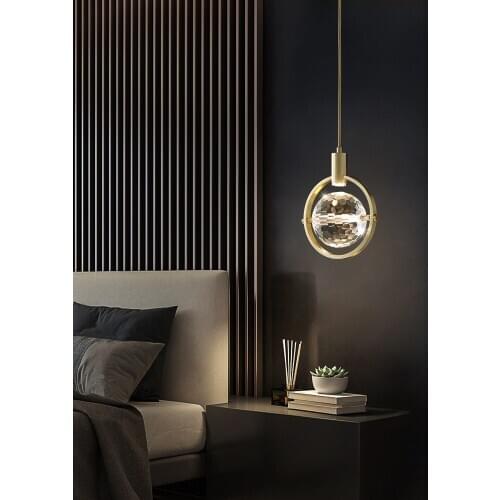 Crystal Chandelier Post-Modern Light Luxury Bedroom Bedside Small Droplight Restaurant Bar Personality Long Line Chandelier