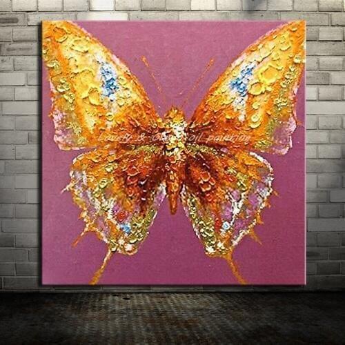 No Frame Paintings Hand Painted Modern Abstract Beautiful Butterfly Animal Oil Painting On Canvas Wall Art For Home Decoration