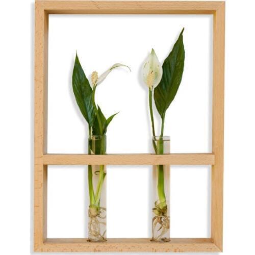 Japan Style Creative Living Room Vase Wall Decorative Metope Simple Flowers Hang Walnut Plant Flowerpot Solid Wood Frame