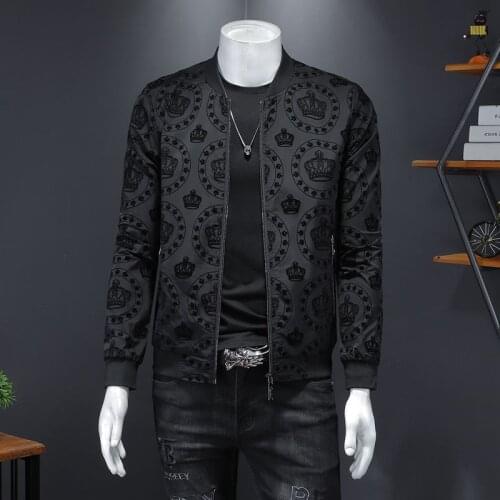 Jacket Men 2021 Spring New Mens Korean Slim Jacket Men Club Outfit Bomber Black Print Jacket Men Jaqueta Masculina