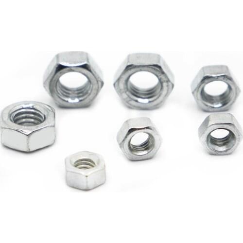 M2 M2.5 M3 M4 M5 M6 M8 M10 M12 M14 M16 M18 M20 M22 M24 Zinc Plated Carbon Steel Metric Hexagon Hex Nuts