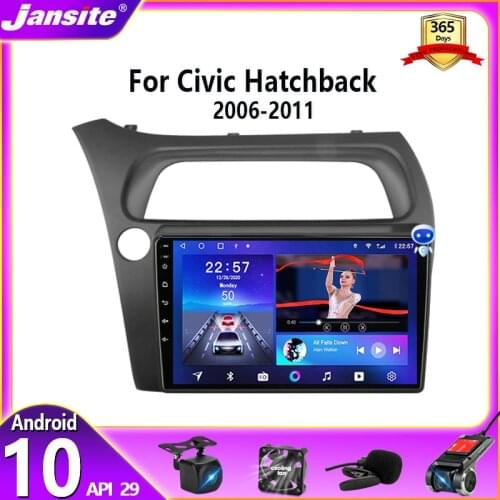 Jansite Android 10 Car Stereo Radio for Honda Civic Hatchback 2005 - 2011 2 Din Multimedia Video Player Navigation GPS Audio DVD