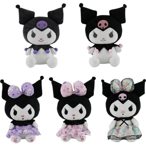 Cute Cartoon Japanese Kuromi Plush Toy Kawaii My Melody Kuromi Princess Dress Little Devil Plush Stuffed Girl Toy Birthday Gift