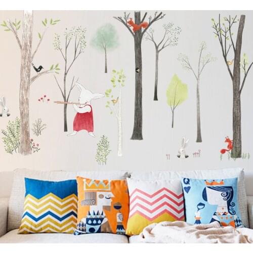 Cartoon Wall Stickers Home Decor Animal Forests Rites Music Posters for Baby Nursery Kids Room Decoration PVC Decals