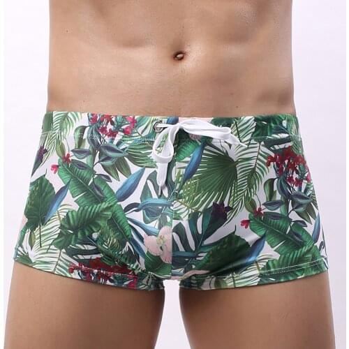 Mens Swim Trunks Underwear 2021 Summmer Beach Fashion Sexy Male Panties Mid-waist Printing Breathable Boxer swim shorts men 00