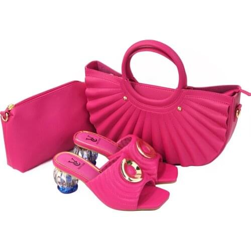 OLOMM Italian Shoes with Matching Bags Set Decorated with Appliques Women Shoes High Heel African Shoes and Bags Matching !A-3