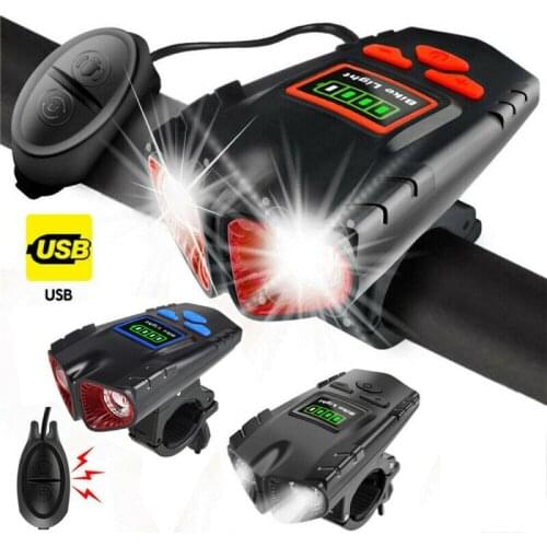 Bicycle Front Light Set USB Rechargeable Rear Light LED Bicycle Headlight Bike Lamp with Horn Speaker Cycling FlashLight