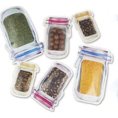 10pcs Kitchen Storage Plastic Bag Multifunctional Self-sealing Food Bag Reusable Waterproof Sealed Fresh Food Storage Bottle Bag