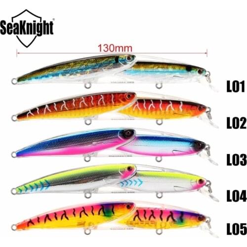 SeaKnight Minnow SK046 Floating Fishing Bait 1Pc 25.5g 130mm 5in 0-0.5M Hard Fishing Lure 3 VMC Hooks Steel Balls Inside Wobbler
