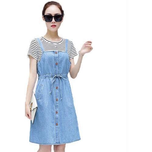 2020 Casual Party Dresses Girl Tunic Beach Dress Clothes Medium length Sundresses And Denim Jean Sundress Women Christmas Female