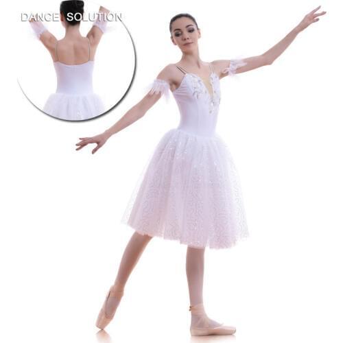 Professional Ballet Dancing Tutu Skirt Spandex Top Sequin Dress White Ballet Costumes for Woman & Child Ballet Dancewear 18712