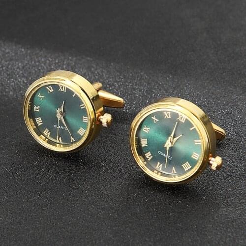 Luxury Mens Watches Cufflinks Classic French Business Shirt Accessories Fashion Rotating Clock Gold Cuff Link Anniversary Gifts