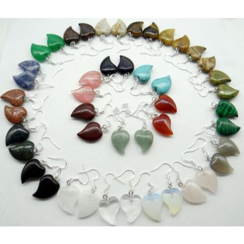 Natural stone Heart-shaped Turquoises tiger eye Opal Quartz crystal Earring for diy Jewelry making Earring Pendant Accessories