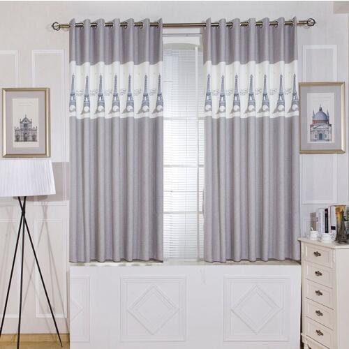 Single Panels Gray Short Bedroom Curtains Kitchen Europe Style Room Kids Decoration Tower Pattern Printed Curtains for Children