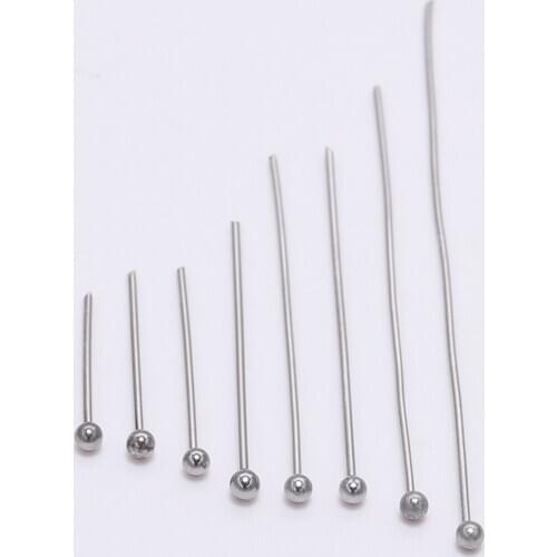 100Pcs/Lot 15-50mm Stainless Steel Ball Head Pins Bead Headpins Connectors For DIY Jewelry Making Findings Supplies Accessories