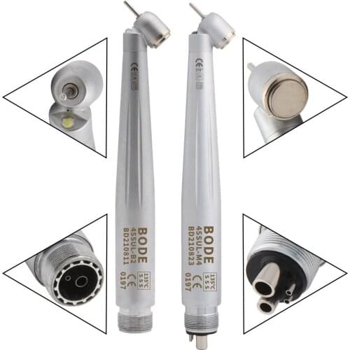 Dental LED 45 Degreee High Speed Handpiece Self-powered Ceramic Bearings Turbine E-generator Borden 2 Hole B2 Midwest 4 Hole M4