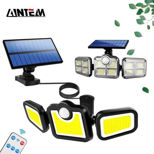 Super Bright Solar Lights 3 Head Motion Sensor 138led IP65 Waterproof Solar Lamp With Adjustable Head 270 Wide Lighting Angle