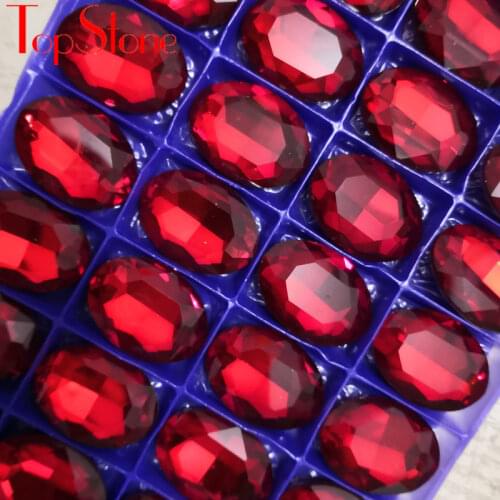 TopStone 30x40mm OVAL Shape Gold Champagne Color Crystal Pointback Glass Fancy Stone for Jewelry Making