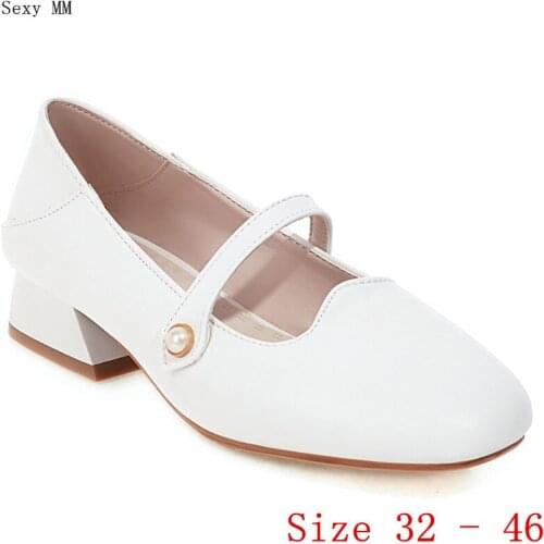 Low Med Heel Shoes Women Pumps Mary Janes Shoes Low Heels Kitten Heels Small Plus Size 32 33 - 40 41 42 43 44 45 46