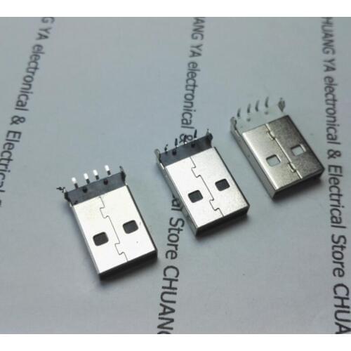 USB 2.0 A male plug connectors SMD or 90 degree Curved needle / white or black