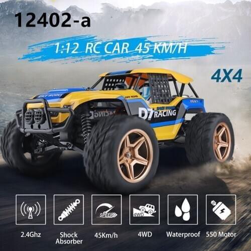 WlToys 12402A D7 1/12 RC Car 2.4G 4WD USB Buggy Crawler Car 550 Motor 45Km/h High Speed Off-Road All Terrain Rock Climb Vehicle