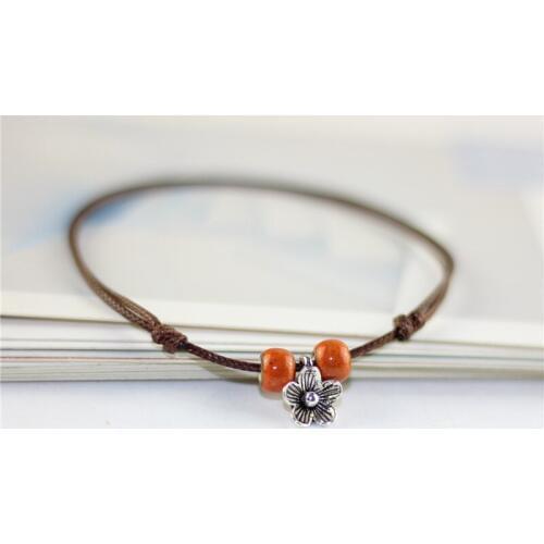 Flower Women Gilr Anklets Chain Foot Jewelry Ceramics Beads Bracelets Barefoot Sandals Beach Leg Chains BohemianTobillera Gift