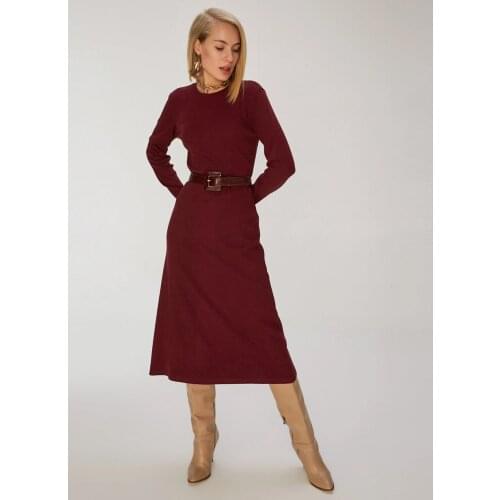 Women Long Dress Red Belted Fashion High Quality Elegant Comfy Turtleneck New Design 2021 Special Invitation Black Cotton