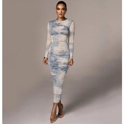 OL Dress Promotion Full Vadim Vestido Longo Sale Shipping New 2021 Long Sleeves Round Neck Slim Fit Temperament All-Match Long