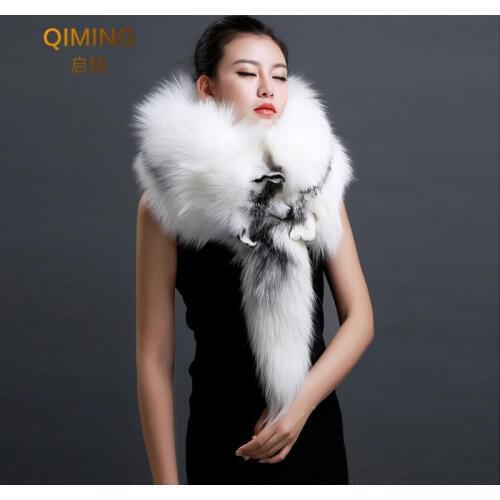 100% Fox fur Scarf Winter Warm Shawl Thickened full shawl womens fur muffler