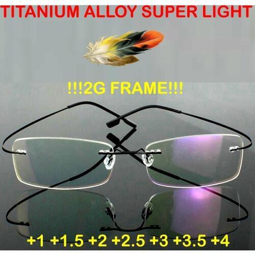 2019 Lentes De Lectura Brand Titanium 2g!! Super Light Optical Glasses Frame Rimless Ultra Reading +1 +1.5 +2 +2.5 +3 +3.5 +4