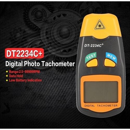 2020 DT2234C+ Handheld LCD Digital Mini Non-contact Laser Photo Tachometer RPM Speed Measurement Meter Speedometer 2.5~99999RPM