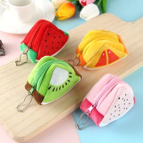 2021 Hot Sale Cartoon Fruit Gifts Plush Coin Purse Wallet Pouch Keychain Gift Lady Girls Handbag Wallet Pocket Girlfriend Gifts